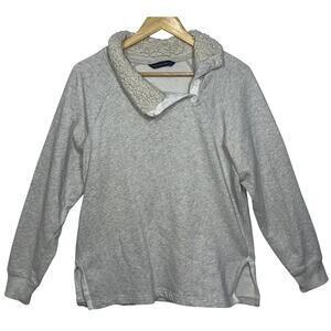 Abercrombie & Fitch Gray Faux Fur Sherpa Sweatshirt Teddy Jacket Coat Womens S